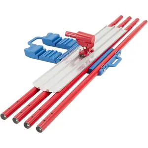 36 x 8" Round End Magnesium Bull Float Concrete Finishing Cement Tool Kit with 4 Float Handle Bracket (RED)