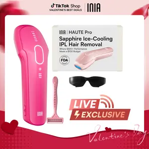 【LIVE EXCLUSIVE】INIA HAUTE Pro Sapphire Ice-Cooling IPL Hair Removal Device – Painless, FDA Cleared, Full Body & Bikini Use, Long-Lasting Results for Women & Men, 2-Year Warranty – Stay Cool & Smooth This Summer