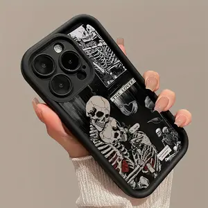 Skull Lovers Pattern Case for iPhone 16 15 14 Pro Max 13 12 11 XR XS Plus Shockproof Non Slip Military-Grade Protection Silicone Cover