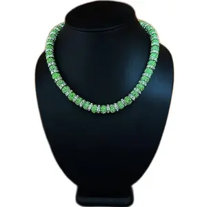 Iced Bling Disco Ball Rhinestone Pollyanna Crystal Bead Baseball Necklace Lime with a Twist