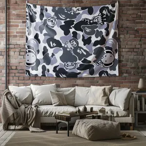 Camouflage Print Tapestry, Gray/Blue Yellow/Black White Camo Styles, Soft Lightweight Durable Wall Hanging Decor for Bedroom Living Room, Suitable for All People, Ideal Gift Choice