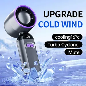 Portable Handheld Turbo Fan Featuring a High-Speed Motor with 10m/s, Dual-Airflow Neck-Hanging Desk Fan,USB Rechargeable,Designed for Personal Cooling with Five Speed Settings-a Runtime of 4 to 12 Hours with a Lanyard, Making It Ideal for Outdoor Travel