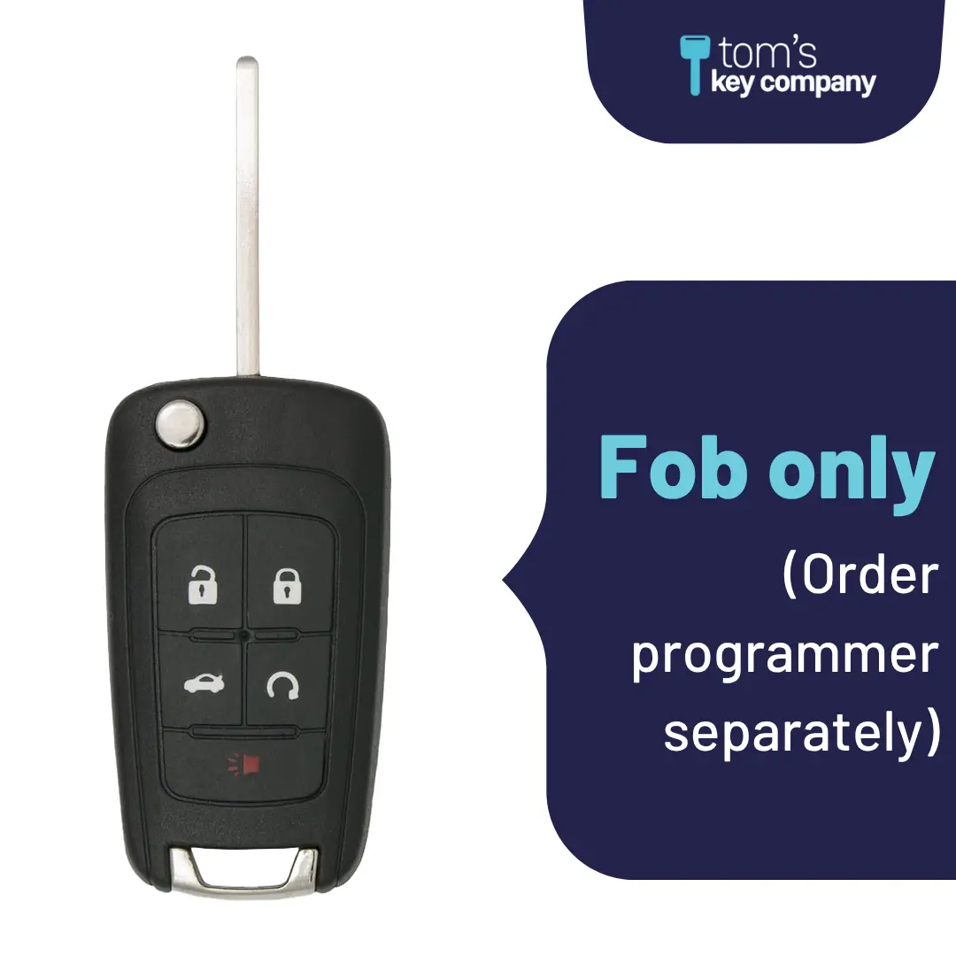 Brand New Aftermarket 5-Button Smart Key Fob with Lock, Unlock, Remote Start, Trunk, Panic for Select GMC Vehicles (BUISK-5B-TRUNK-RS-FK)