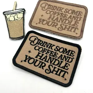 Drink Coffee, Handle your business Patch | Ice  Coffee | Caffeine | Sew on | Iron on | Velcro
