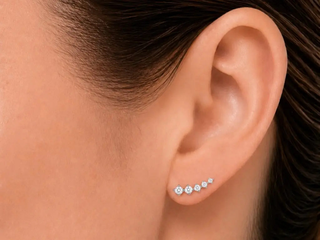 925 Sterling Silver Zirconia Petite Climber Earrings (1 Pair)