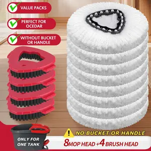 For Microfiber Spin Mop Heads Refills & Scrub Brush for Easywring Spin Mop 1 Tank System Scrub Replacement Deep Cleaning Pack