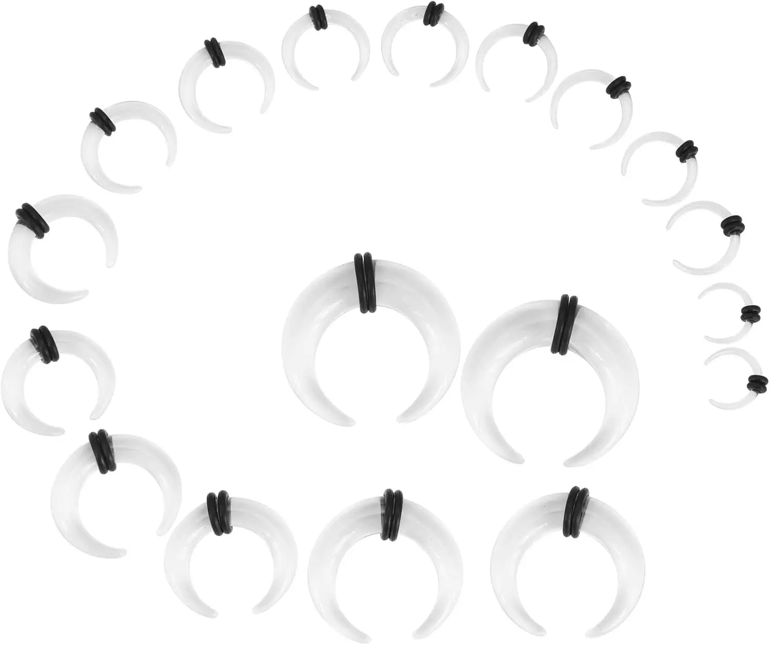 18 count  Septum Pincher Tapers C Shape Buffalo Ear Taper Kit Stretching Expander Rings for Nose Ear Gauges Size 14G 12G 10G 8G 6G 4G 2G 0G 00G