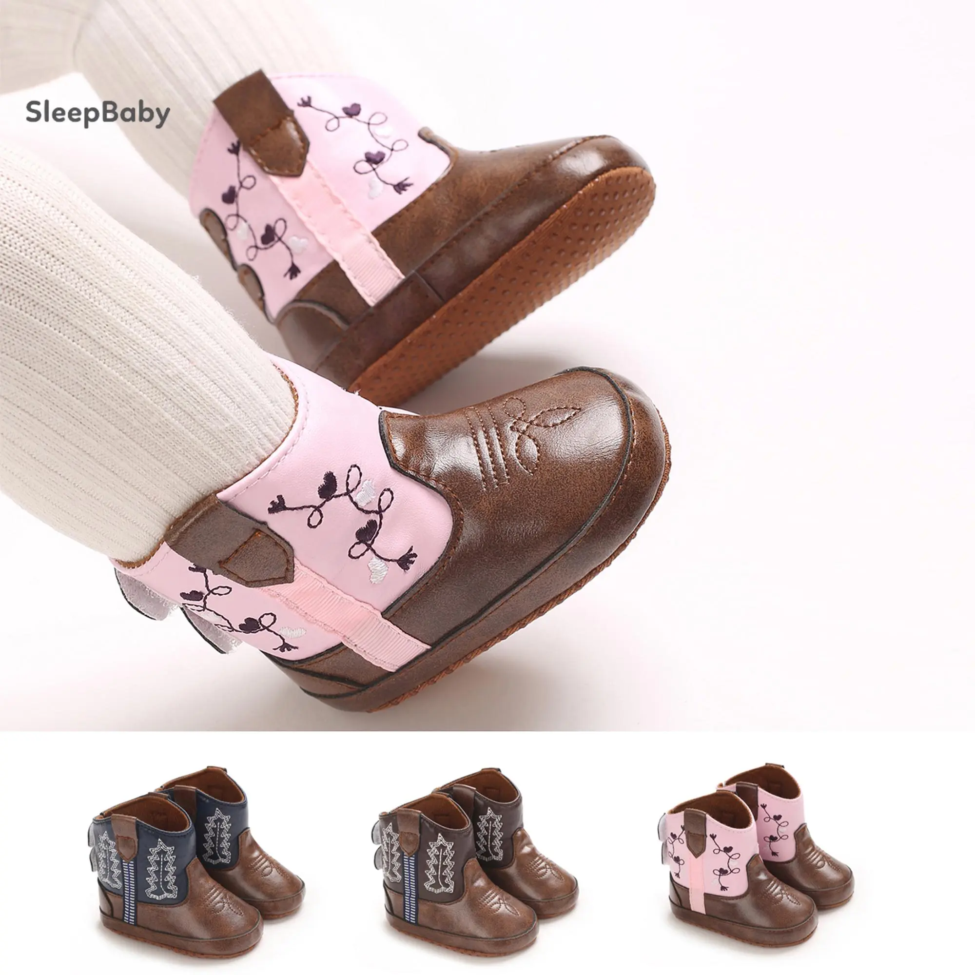Baby Girls Soft Soled Shoes - Lightweight, Breathable Winter Warm Snow Boots, Non-Slip PU Fashion Boots for Toddlers, Infants, First Walkers, Crib Shoes, Baby Shoes
