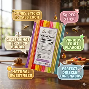 The Honey Jar Variety Pack Honey Sticks - Pure Honey Straws For Tea, Coffee, or a Healthy Treat - One Teaspoon of Flavored Honey Per Stick - Made In The USA with Real Honey - (20 Count)