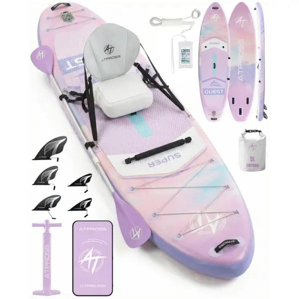 [DealsForYouDays] 12'x36" Inflatable Stand Up Paddle Board, Extra Wide Stability Paddleboard for Beginners, Double-Layer PVC, 500 lbs Capacity, Includes Kayak Seat & Complete Accessories Kit, Inflatable Paddle Board
