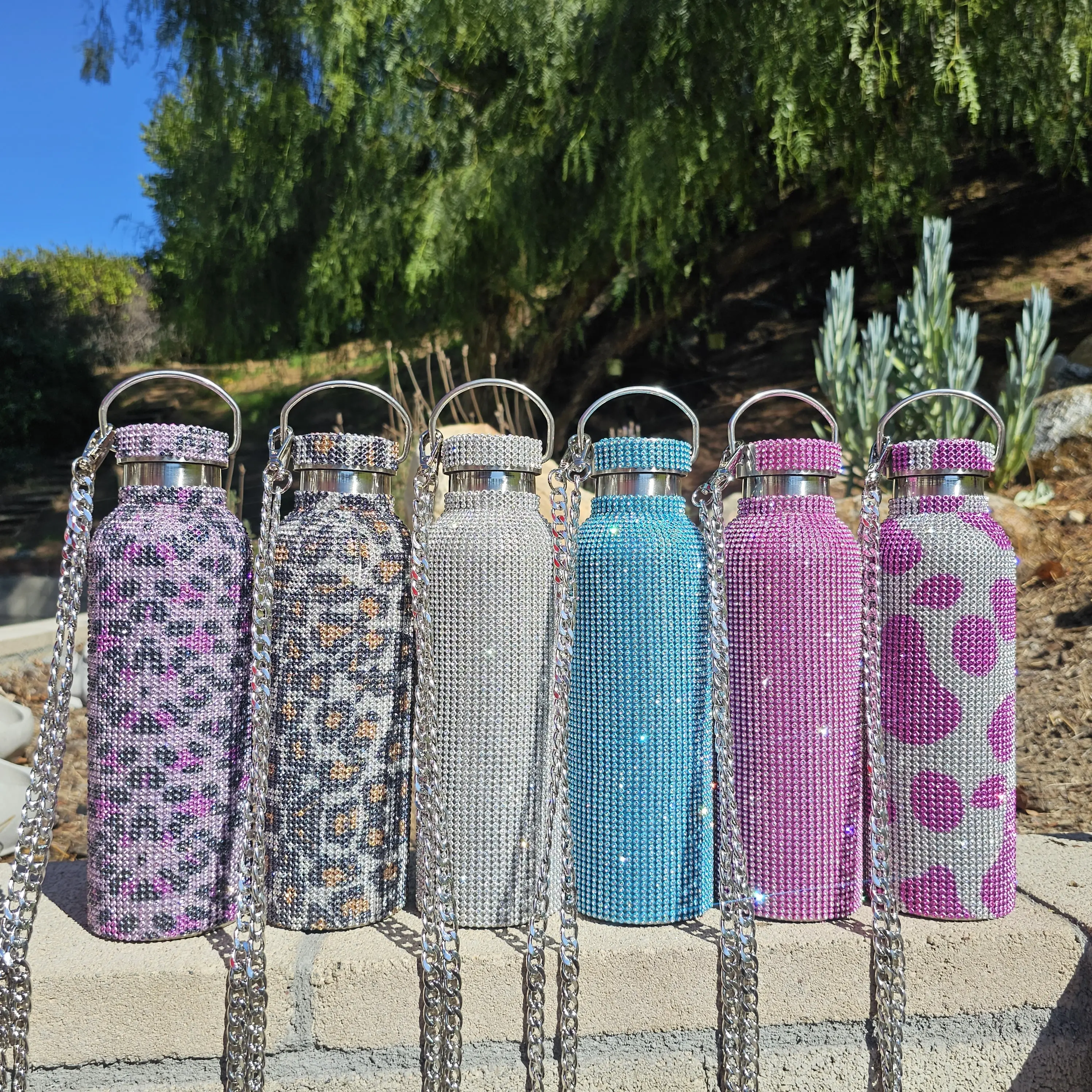 Rhinestone Water Bottle 750ml - Multicolor - Drinkware