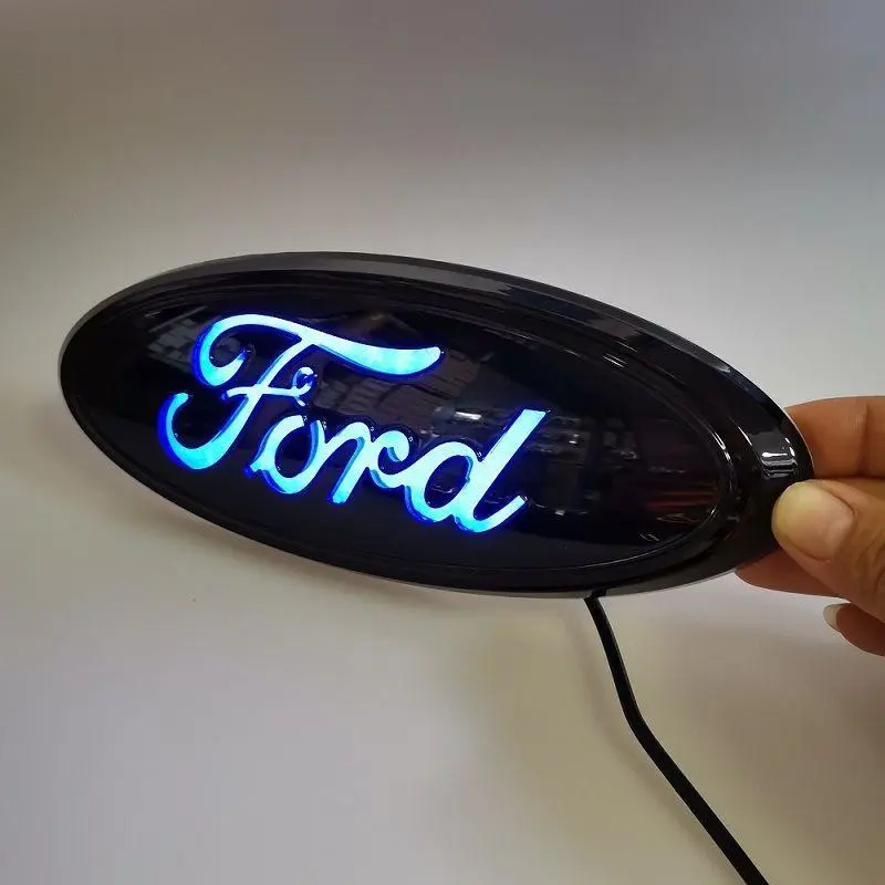 LED Light Car Front Grille Emblem Rear Trunk Logo Badge For Ford F-150, Raptor,Edge,Explorer,Everest - Easy Install, Ford Logo Front Grille Logo Hood Badge Emblem Auto Replacement Accessories