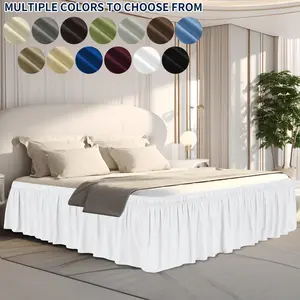 Easy-Going Ruffled Bed Skirt, 14/18/22 Inch Tailored Drop Soft Washable Bed Skirt for Twin, Queen, King and C-King Size Beds, Fitted with Adjustable Elastic Belt, Without Lift The Mattress, Bedroom, Beddecor
