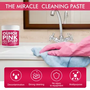 OUHOE household mild multi-purpose cleaning paste to remove heavy oil stains in the kitchen universal pink barrel cleaning powder