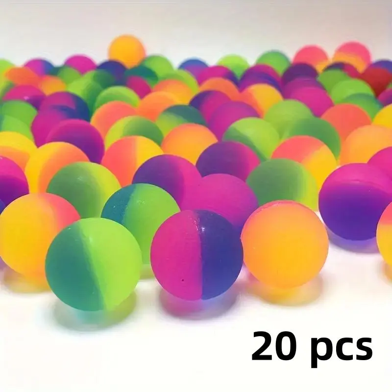 Colorful Bouncy Ball, 20pcs/set Random Color Bouncy Ball, Party Favors for Birthday, Carnival, Holiday, Party Gift for Kids & Adults, Rubber, Round, Bouncing Ball, Bouncy Balls Bulk