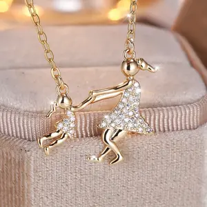 Trendy Mother-Daughter Necklace Set, Elegant Bohemian Style with Cubic Zirconia, Durable Stylish Gift for Everyday Family Moments