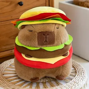 [Hamburger Capybara Plush] Whimsical Hamburger Capybara Plush Toy | Soft Stuffed Animal with Realistic Burger Design, Perfect Gift for Girls & Kids, Birthday Present, Collectible Plushie, Detailed Craftsmanship Durable Soft Fluffy