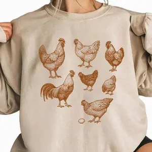Vintage Chicken Sweater for Chicken obsessed, Raisin chickens tee, Farm crewneck, Love Chickens Cute sweatshirt Unisex Cotton Womenswear O