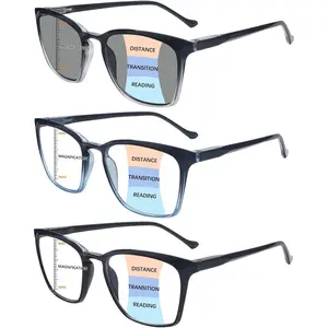 3 packs Progressive Multifocus Reading Glasses for Women Blue Light Blocking Reading Glasses Spring Hinge Readers