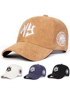 Unisex Corduroy Baseball Cap, Adjustable Sun Protection Hat, Casual Woven Fabric, Suitable for Spring & Fall Travel Outdoor Activities