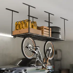 SunsGrove 3x6 Overhead Garage Storage Adjustable Ceiling Rack 72" Length x 36" Width x 40" Height, 800lbs Weight Capacity