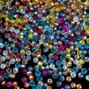 Exquisite packaging in a whole box Austrian Crystal Glass Beads, Assorted AB Coating Colors, 0.8cm Faceted Flat Round, for Jewelry Making, DIY Crafts, Fashion Decor - Ideal for Bracelets, Necklaces, Apparel Embellishments