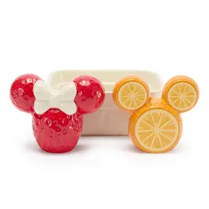 Disney Store Mickey and Minnie Mouse Fruit Stand Salt and Pepper Shaker Set