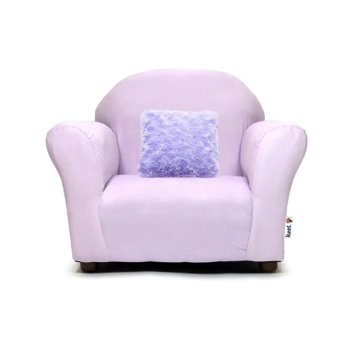 212 MAIN CR72-2 Sturdy Micro Suede Toddler-Size Single-Seat Children's Plush Chair - Lavender, Fluffy Pillow, Rounded Arms, Square Back