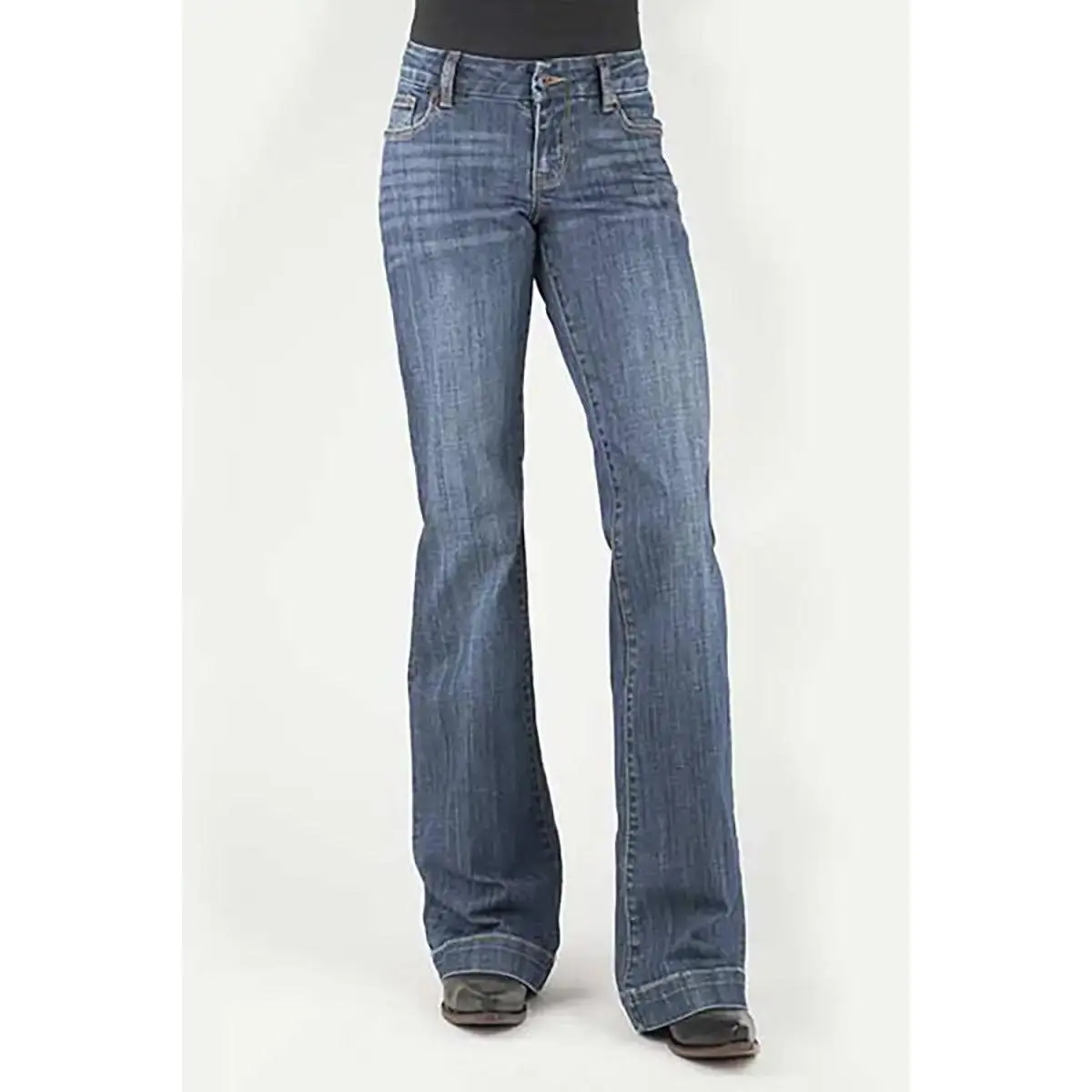 Stetson 214 Trouser Fit Pieced Back Pocket (Denim Medium Wash) - Women's Jeans