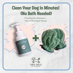 No Rinse Dog Shampoo Kit – Clean Your Dog Without a Bath (Quick Fix) + Gloves