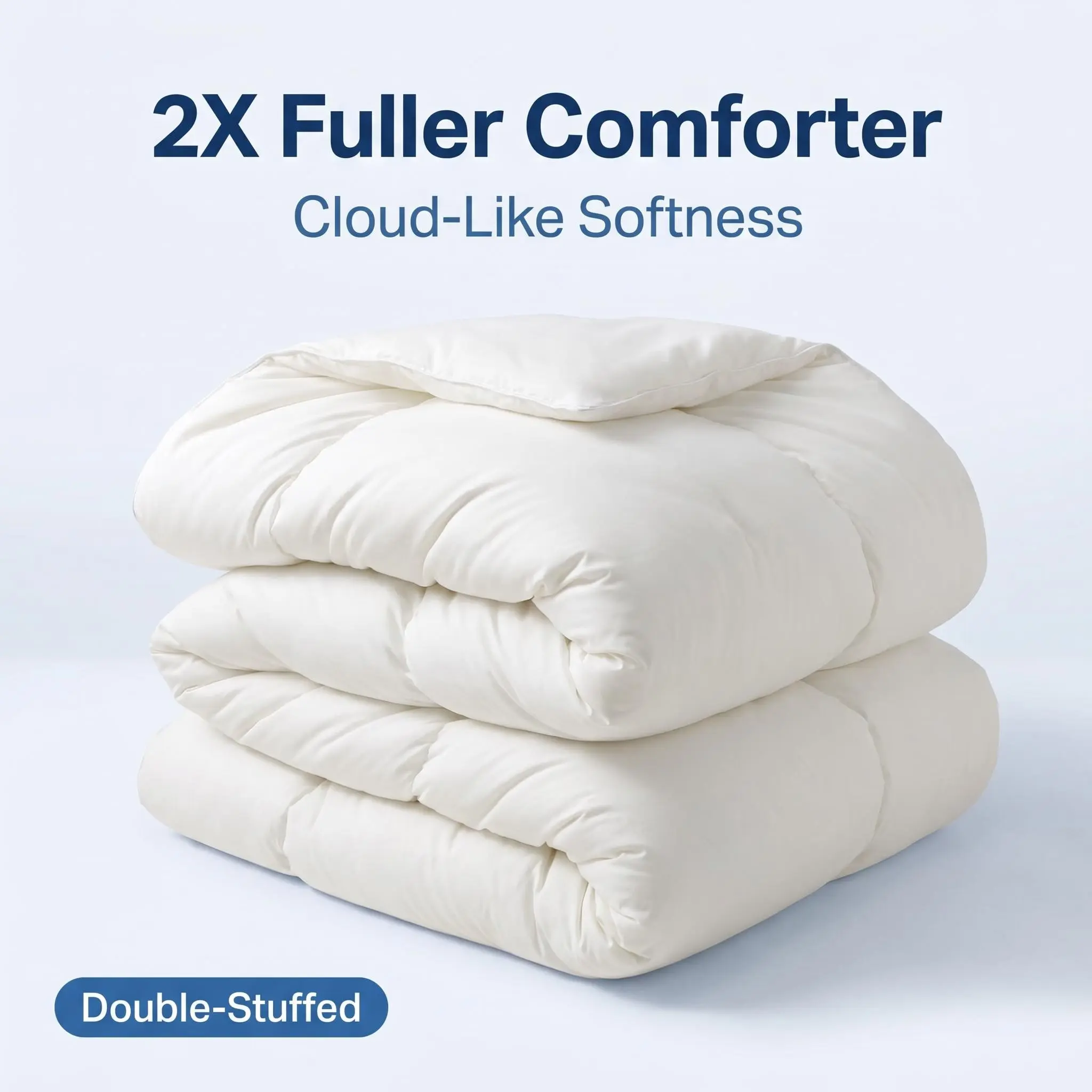 2x Fuller Comforter Duvet Insert - Luxury-Inspired Quilts, Baby-Grade Ultra Soft Cloud-Like High-Bounce Loft, All-Seasons Heat-Adaptive Smooth Quilting, Machine-Washable No-Clumping Bedding for Home Bedroom (Twin/Queen/King)