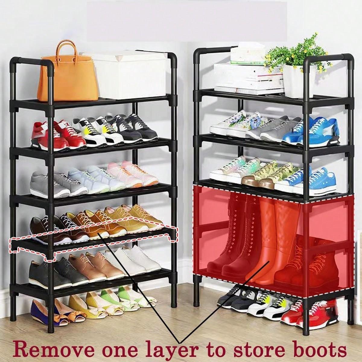 TAIMASI 1pc Multi-Layer Shoe Rack, Black Shoe Storage Stand, Simple Household Shoe Storage And Organization, Multifunctional Storage Shelf, Space Saving Shoe Rack, Suitable For Doorway, Bedroom, Corridor
