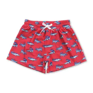 Cute Red Print Kids Swim Short Trunks