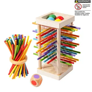 Wooden Stick Game, Colorful Educational Toy for Cognitive Development & Focus Training, Includes Mixed-Color Sticks and Dual-Level Puzzles