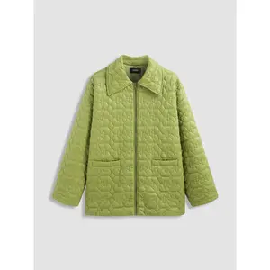Cider [size 2-26] Collar Floral Button Puffer Jacket