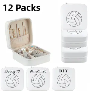 12 Packs Volleyball Mini Travel Jewelry Case Round Portable Jewelry Organizer Storage Box, Perfect Christmas, Volleyball Gifts, Graduation, Volleyball Stuff, Birthday Goodie Favors & Gifts for Your Mom & Christmas Gifts for gf