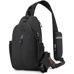 Concealed Carry Bag for Men, YKK Zippers Crossbody Sling Backpack edc Bag with Gun Holsters, Travel Hiking Chest Bag Daypack Adjustable Strap Bag