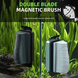Double sided cleaning brush aquarium glass cleaner - powerful magnetic scraper and floating brush, double-sided for fish tank cleaning