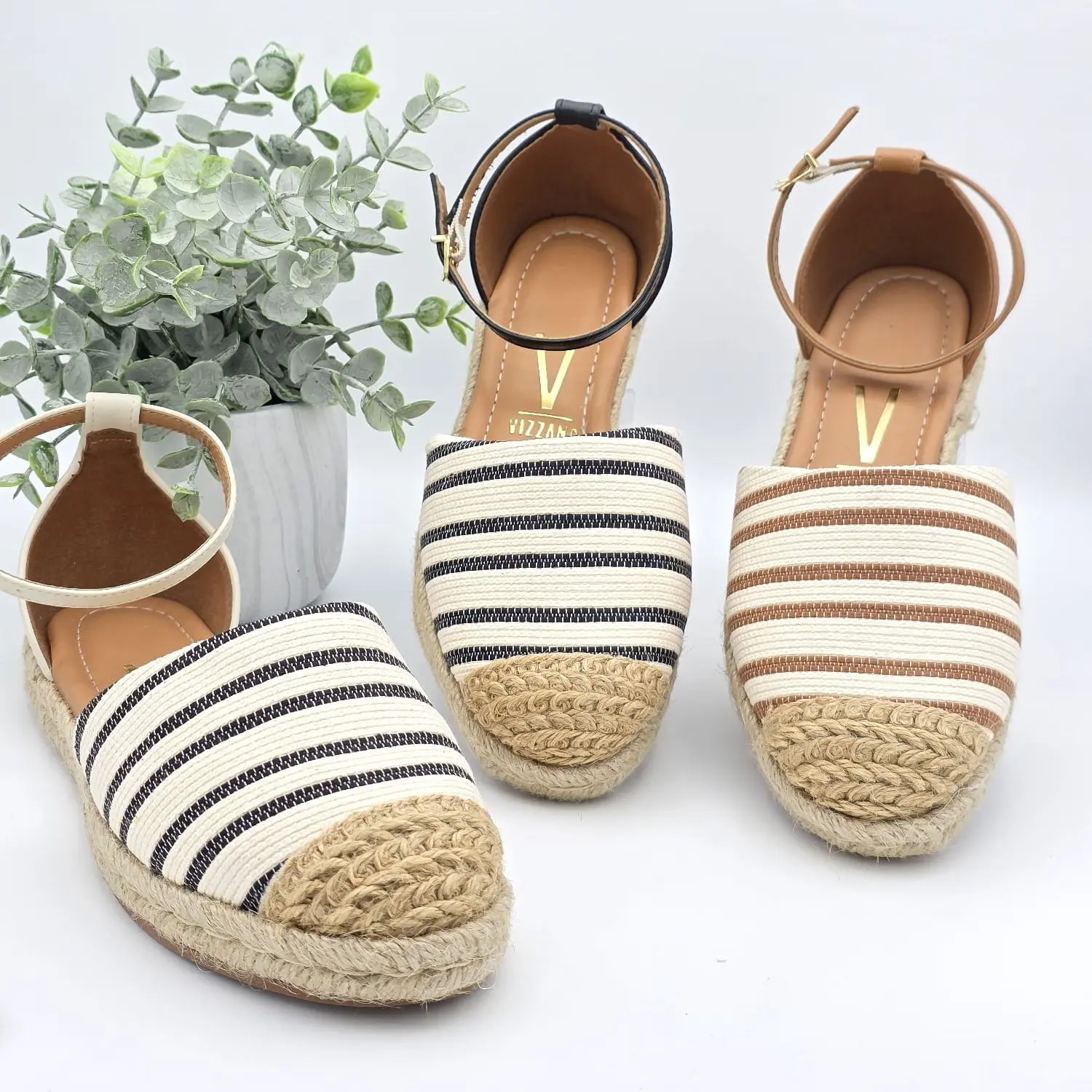 Women's Comfortable Striped Brazilian Espadrille Flats - Lightweight Footwear, Suitable for 5 to 10 Occasions, Stylish Versatile Shoes