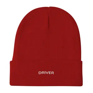 'DRIVER' Red Embroidered Beanie