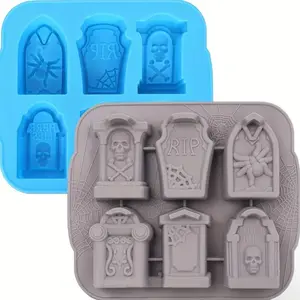 Spooky Halloween Gravestone Silicone Mold for Creative Confectioners - Flexible and Durable Kitchen Gadget for Chilling Ice Cubes and Colorful Candy