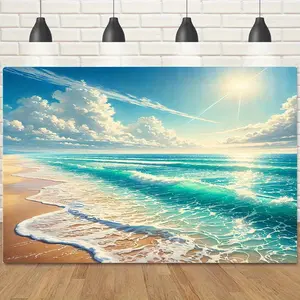 1pc Beach Sunlight Polyester Tapestry - Vibrant Ocean and Sky Design, Ideal for Home, Office, and Party Decorations, Durable and Versatile Background Cloth, Beach Theme Decor