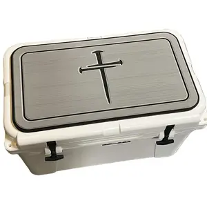 YETI Cooler Pad with Three Nails Cross Logo - Fits Tundra & Roadie Lids - Tan/Black Mat - 3M Adhesive - Easy Peel & Stick - Camping Gear