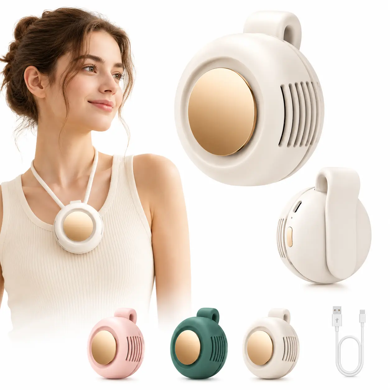 Portable Silent Mini Bladeless Fan, Rechargeable 3-Speed Waist Clip Fan, Hands-Free Fan for Phone Cooling, Stroller, Pets, Outdoor Travel & Summer