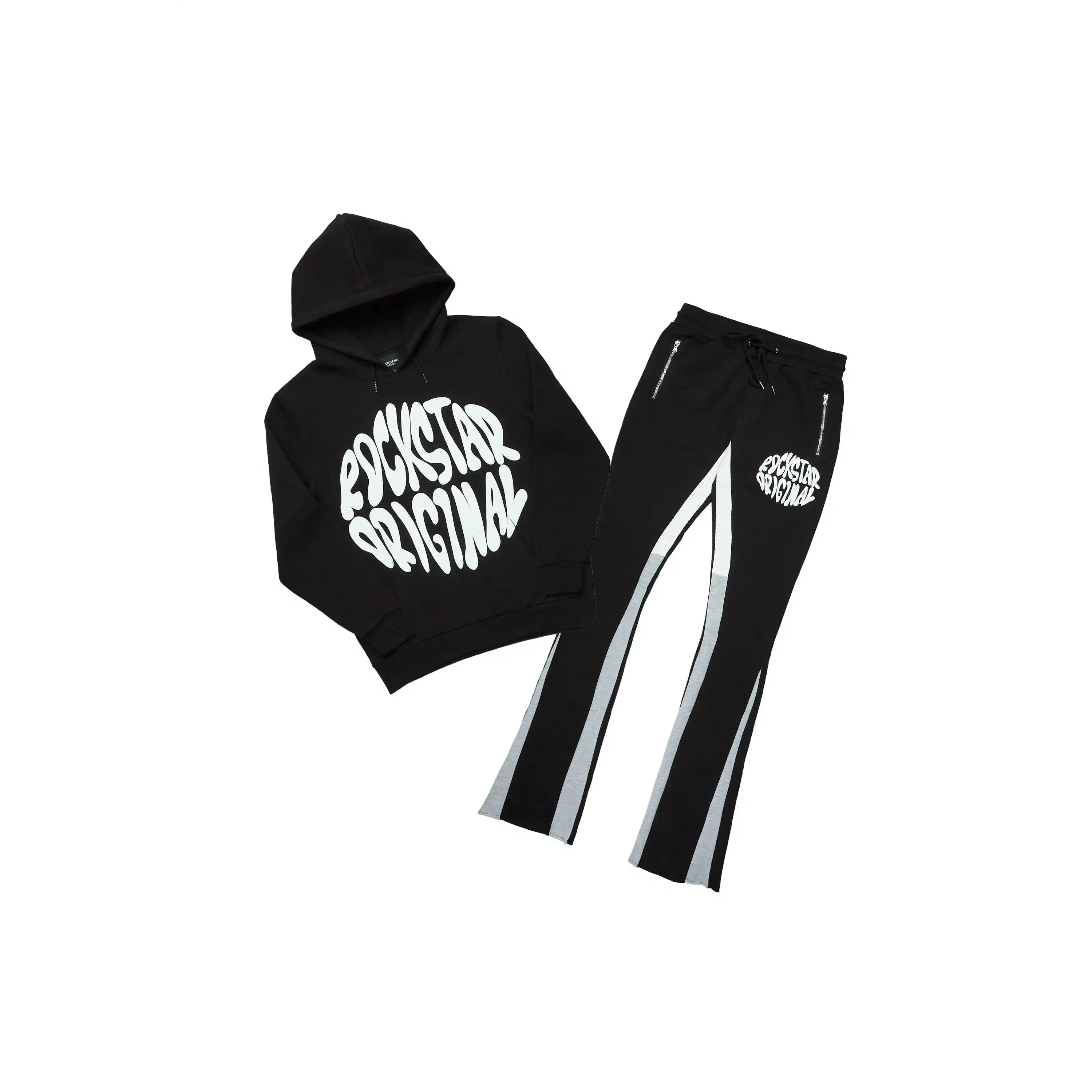 Boys Thierry Black Stacked Flare Track Pant Set