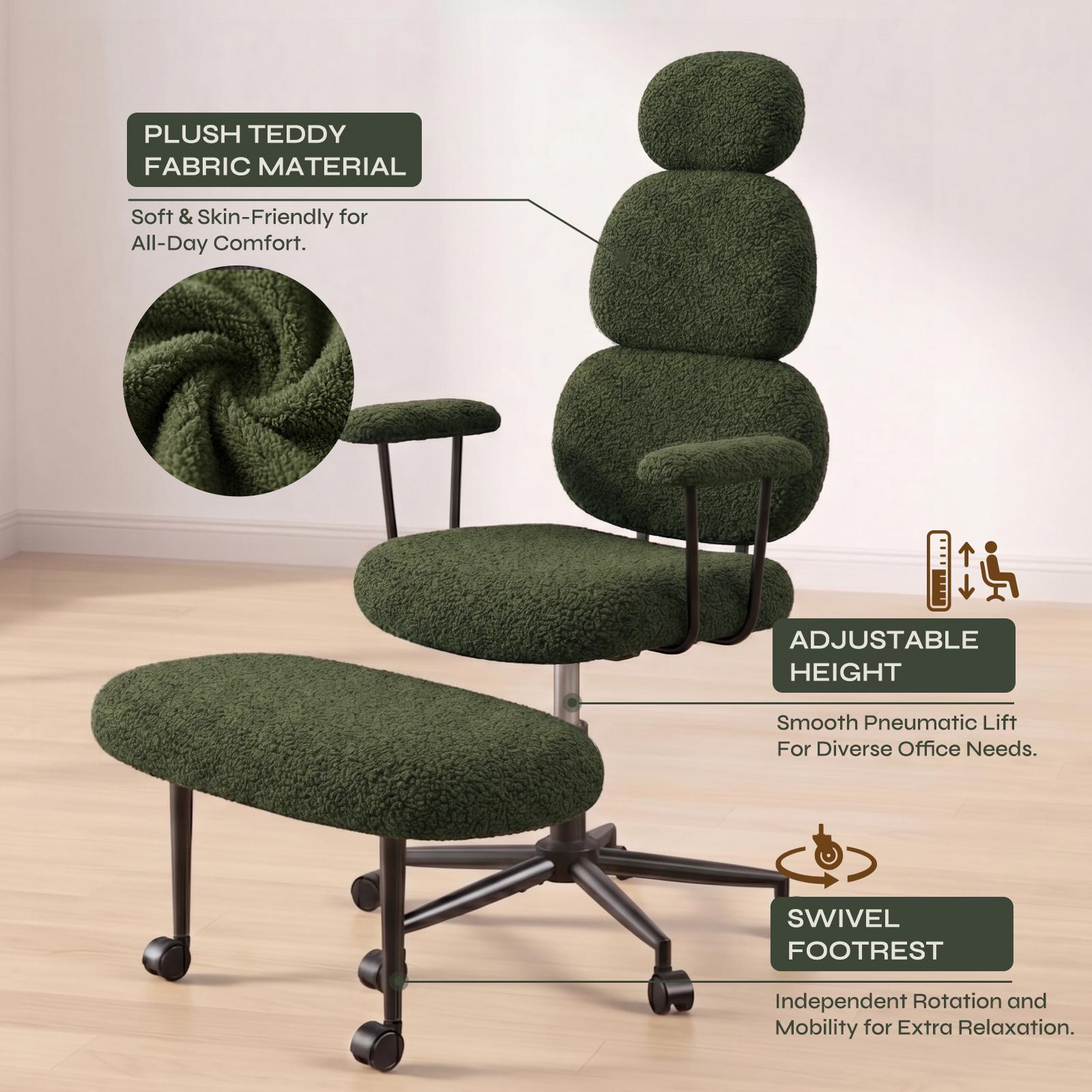 Pinmoco Criss Cross High-Back Ergonomic Office Chair - With Armrests, Dual-Layer Soft Fabric Seat, 360° Swivel, Adjustable Height, for ADHD Relief, WFH Setup, Home Office Ideas, Posture Fix, Relaxation, Self-Assembly Required, Criss Cross Chair, Eclectic