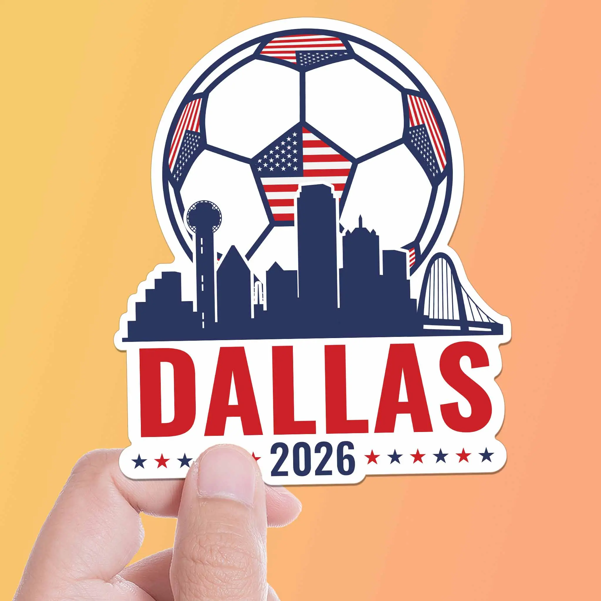 Dallas TX Skyline USA Soccer Sticker - DFW Texas Sports Decal 2026