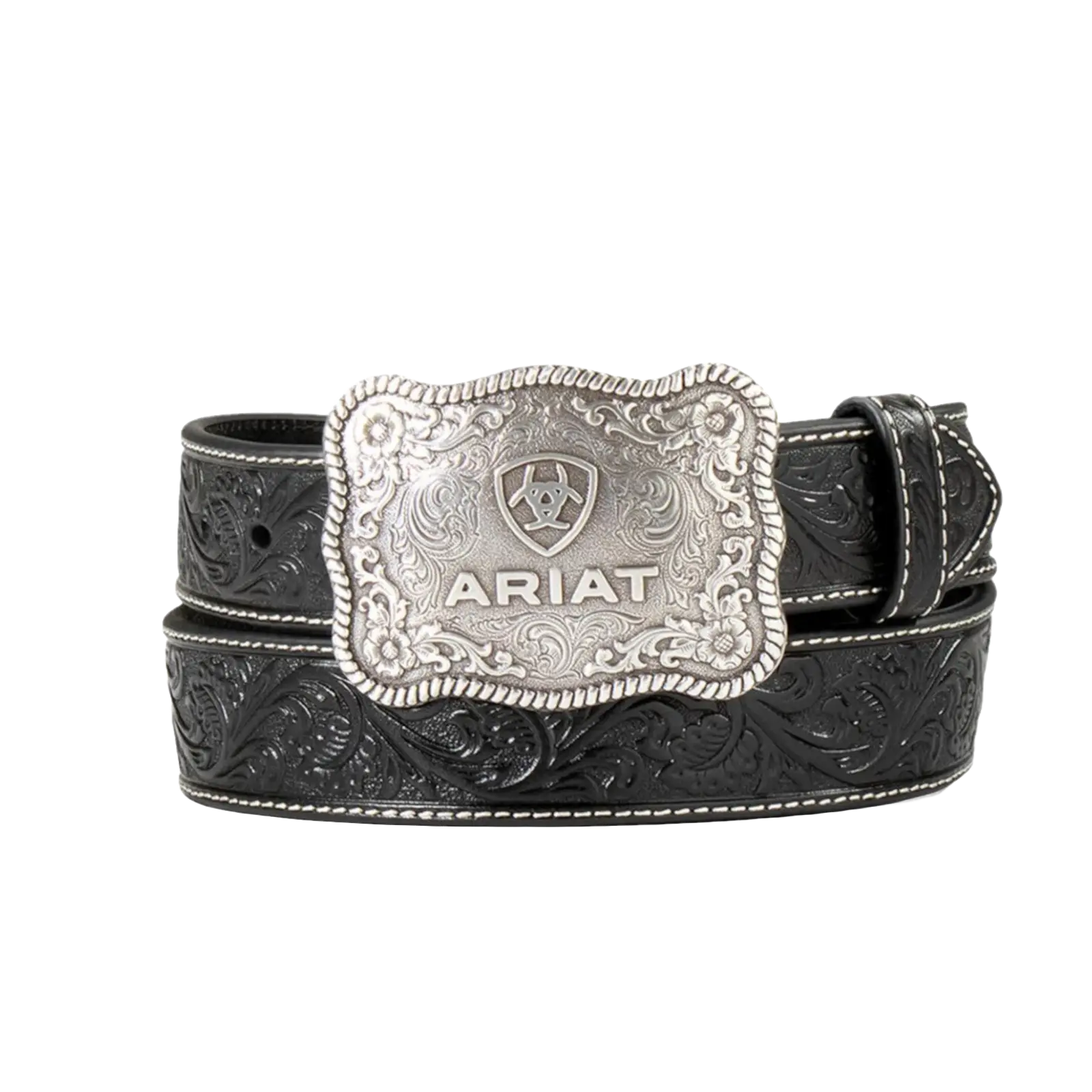 Ariat Men's Floral Embossed Western Black Belt A1020401