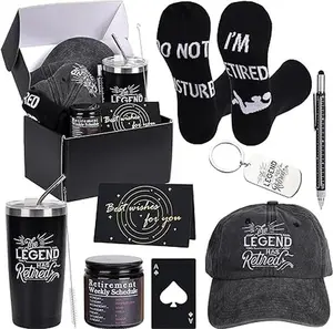 Kolewo4ever 9 Pcs Retirement Gift for Men Happy Retirement Gifts for Coworker, Teachers, Dad, Grandpa Best Retirement Gifts Box with Insulated Tumbler Baseball Cap Socks