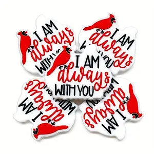 12pcs Cardinals Focus Beads with Humorous Phrase 'I've Always Been With You' - Perfect for bead pens, DIY keychains, bracelets, necklaces, and lanyard accessories - Crafted Focus Beads for Halloween decoration and jewelry making